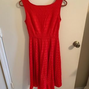 Red lace midi dress